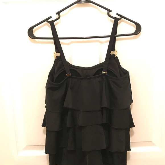 EN LA black tiered spaghetti strap top size 12 - Picture 2 of 7